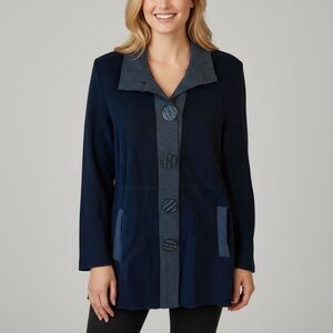 Habitat Women’s Jacket Size Medium Navy Blue Button Front Contrast Trim